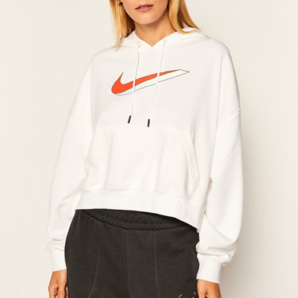 Nike White Hoodie with Orange Swoosh